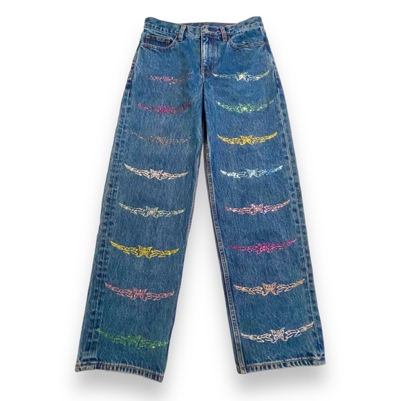 🦋 Collina Strada x Unspun Butterfly Jeans Low Mid Rise TRAMP STAMP JEANS Y2K - Picture 6 of 7